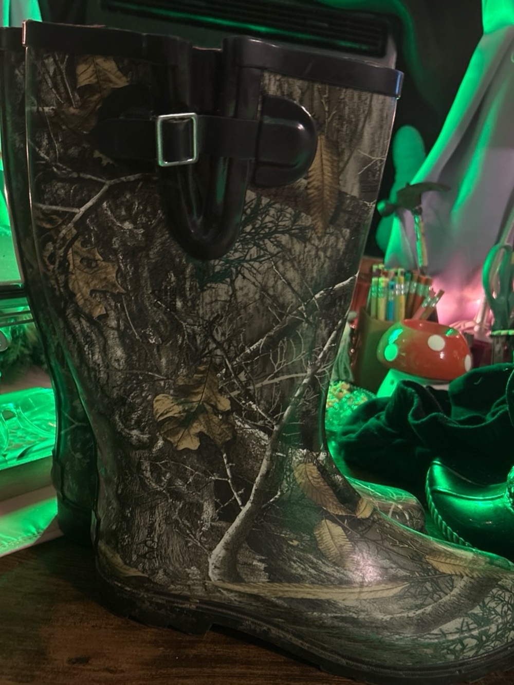 Realtree Camo Rain Moccasins in Green and Brown